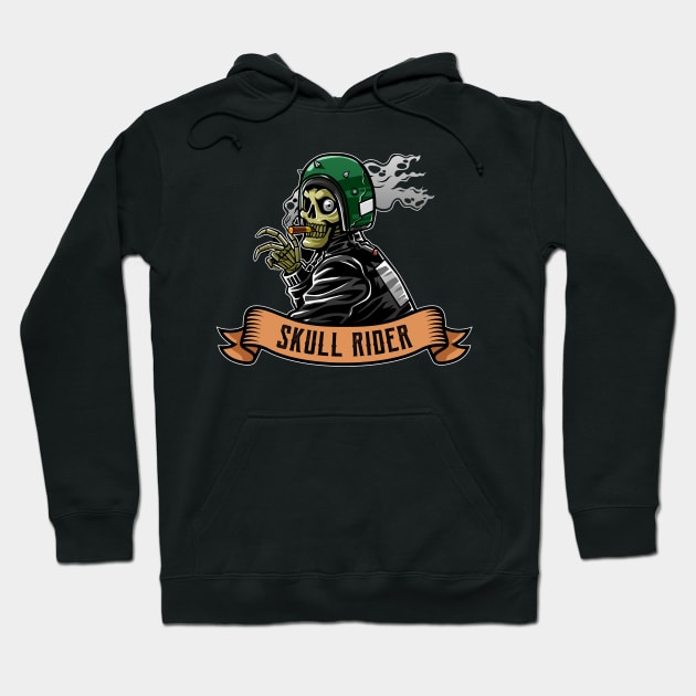 skull rider with helmet illustration Hoodie by windhamshop